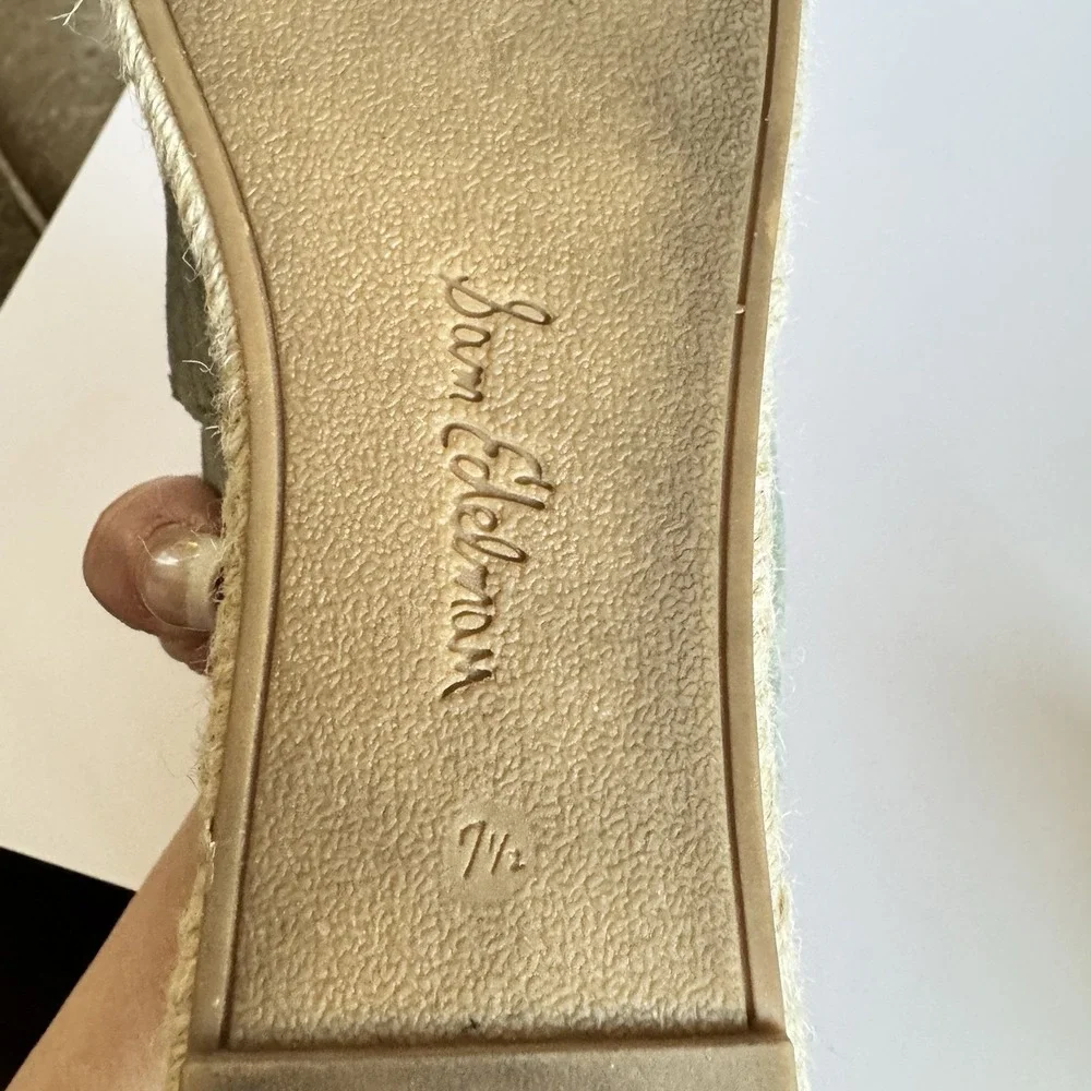 Sam Edelman Khloe Womens 7.5 Sage Suede Espadrille Flats Slip On